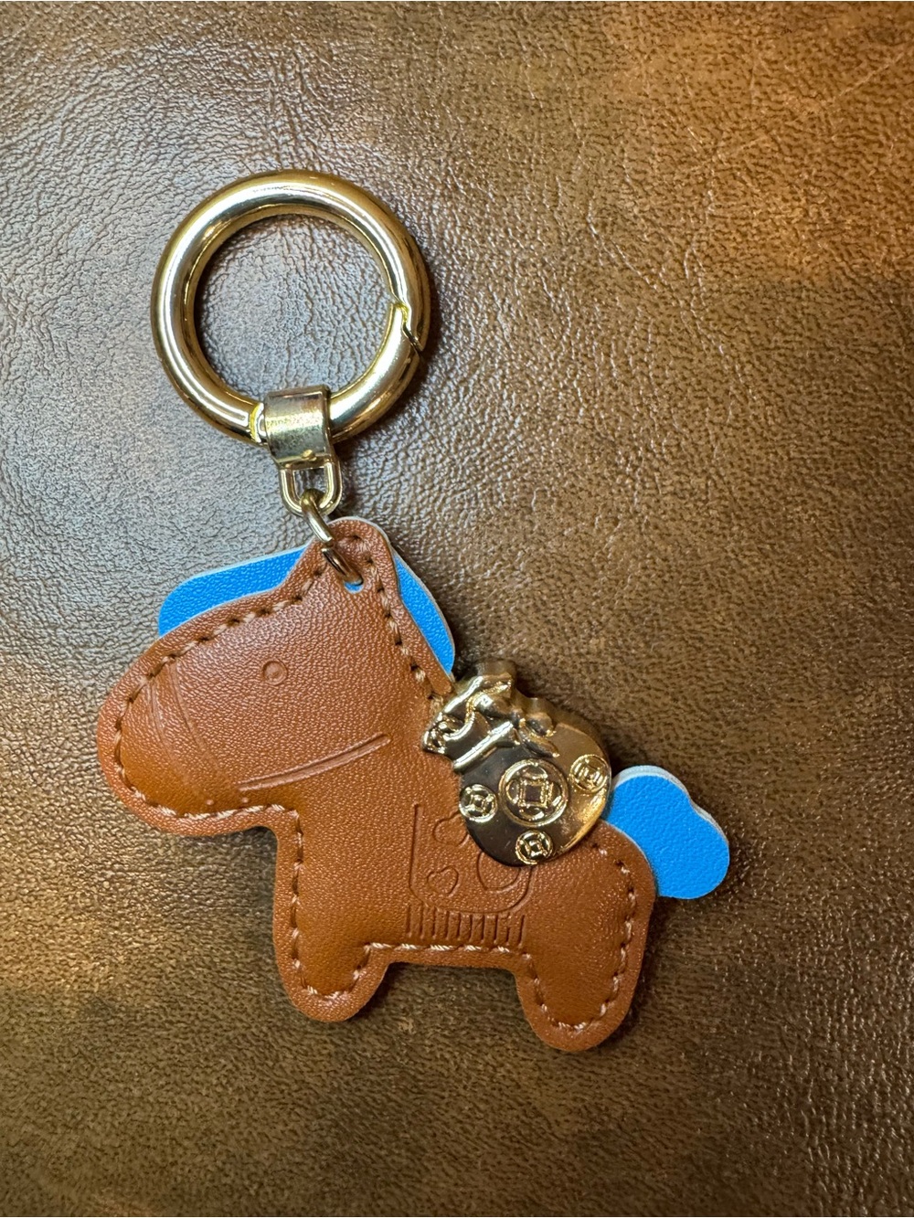 NWT Brown & Blue Leather Horse Bag Charm 🐴